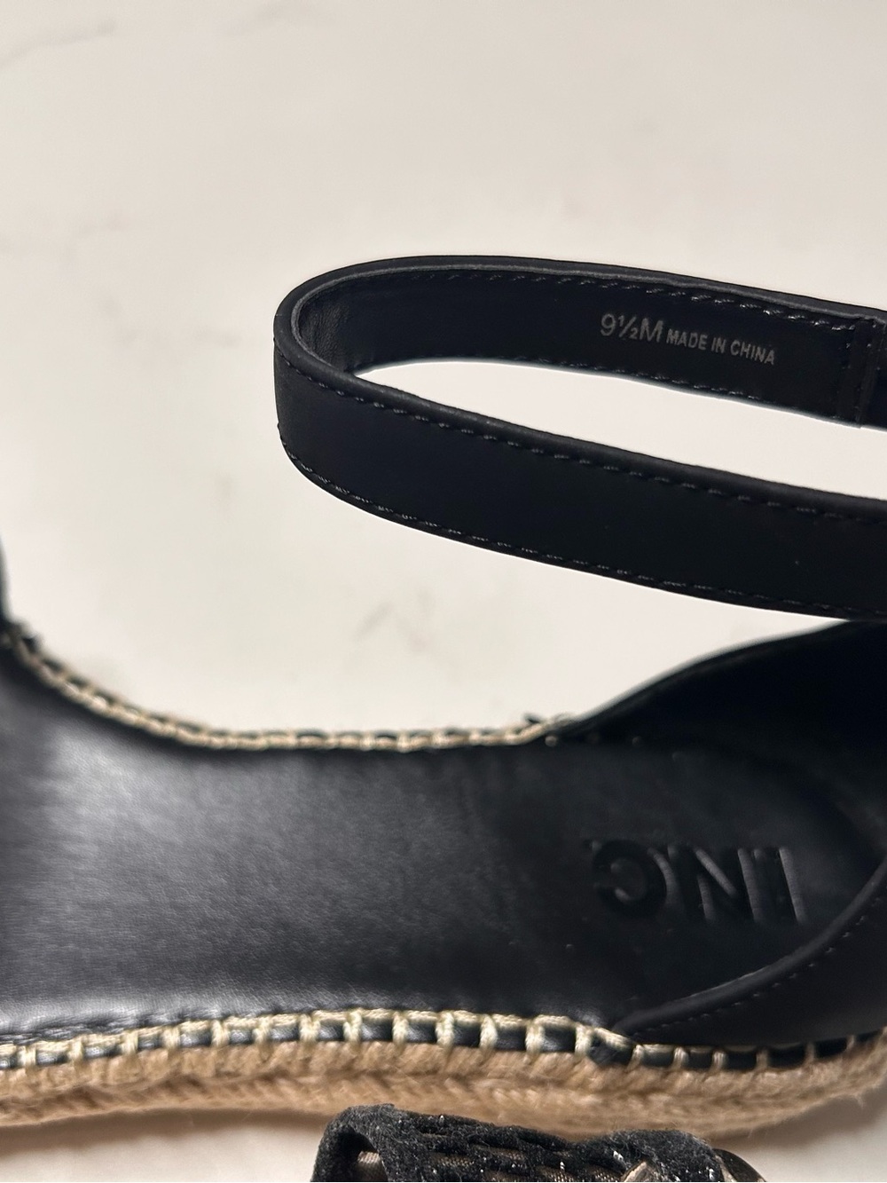 INC International Concepts Black Mesh Gold Chain Espadrille Sandals 9.5 M NWOT - Picture 9 of 10